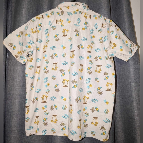 Mens boca bay flip flop, palm tree beach button up short sleeve shirt size 2x - Picture 2 of 3